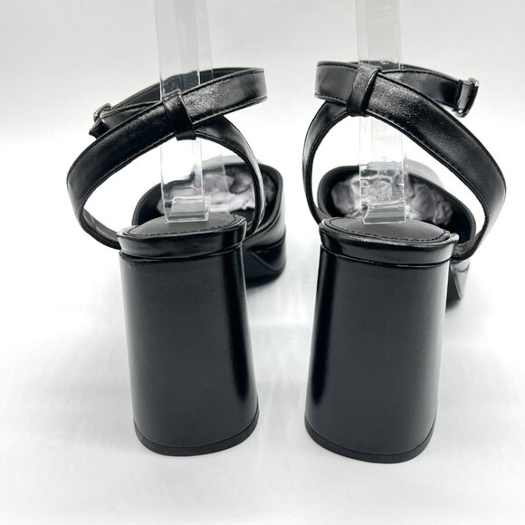 Faryl By Farylrobin Womens Size 11 Black‎ Vegan Leather Block Heels Pumps Shoes - Picture 9 of 15